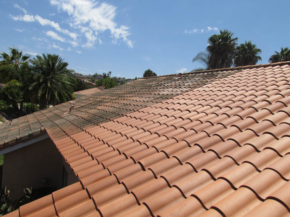Roof Cleaning Before & After Terra Cotta Roof Tile